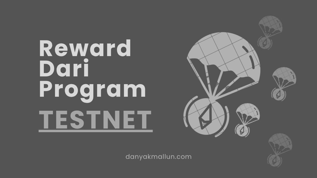 Gambar ilustrasi jaringan blockchain dengan simbol hadiah atau koin.